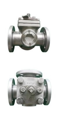 MARINE USE THREE-WAY BALL VALVE,T-TYPE, STAINLESS STEEL C/W S.S. STEM,  FLANGED ENDS, JIS 5K
